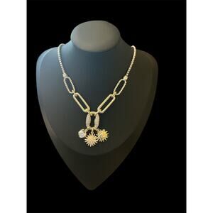 Two Tone Sun Charm Necklace